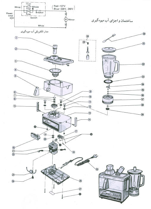 اجزا آبمیوه گیری 